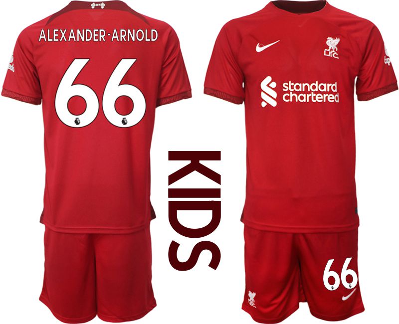 Youth 2022-2023 Club Liverpool home red #66 Soccer Jersey